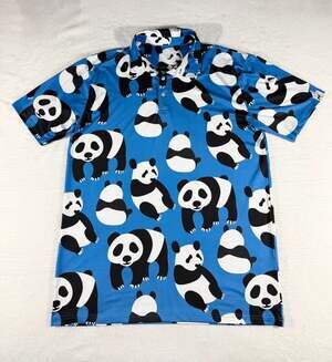 Proud 90 Panda Print Golf Polo Shirt Size L